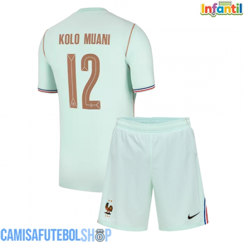 Camisa de time de futebol França Randal Kolo Muani #12 Replicas 2º Equipamento Infantil Mundo 2026 Manga Curta (+ Calças curtas)